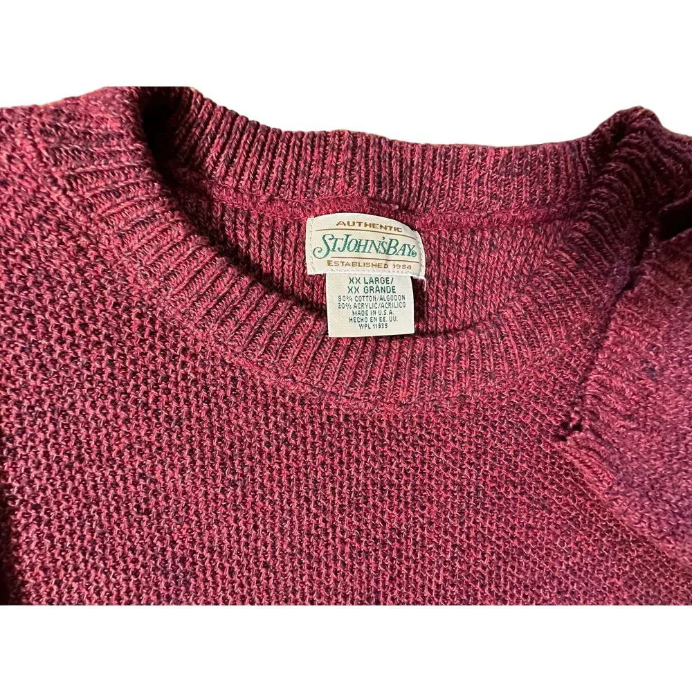 St. John's‎ Bay Authentic burgundy Knit Sweater Cozy Oversized XXL