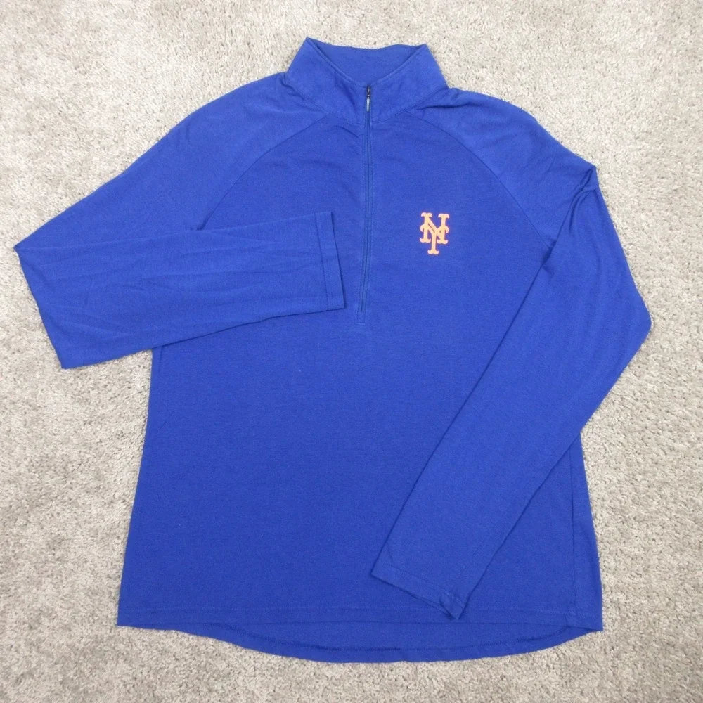 New‎ York Mets Sweater Womens Large Blue Under Armour 1/4 Zip Pullover Fanatics