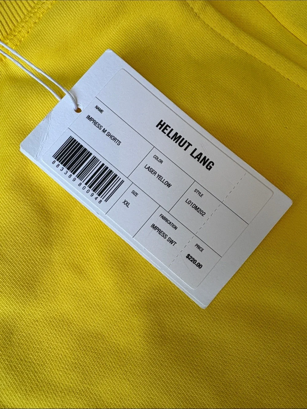 Rare Helmut Lang Bright Yellow Graphic Cotton Shorts