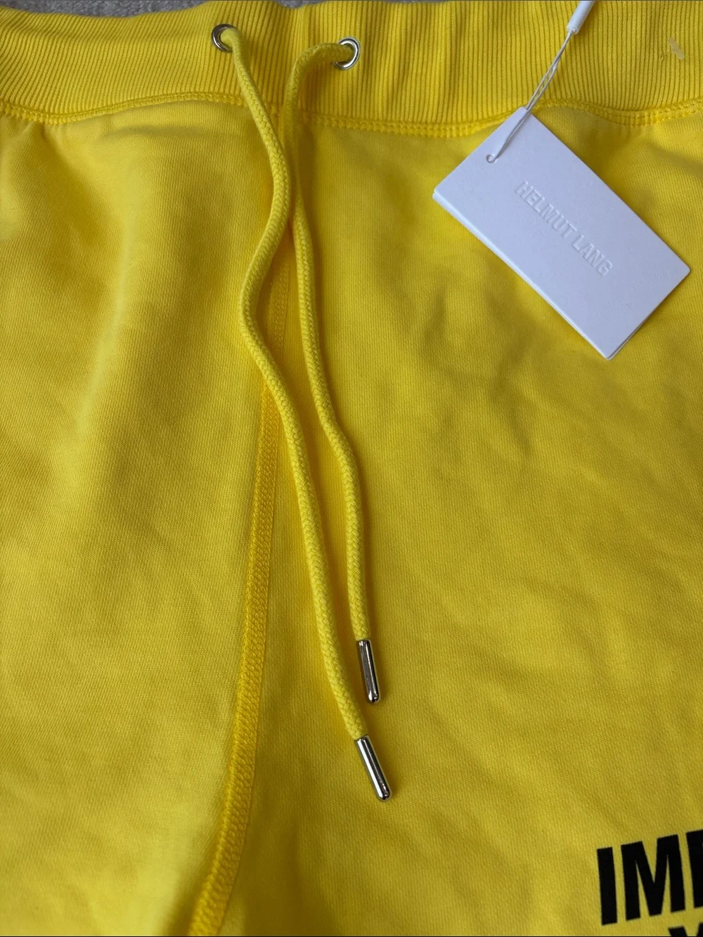 Rare Helmut Lang Bright Yellow Graphic Cotton Shorts