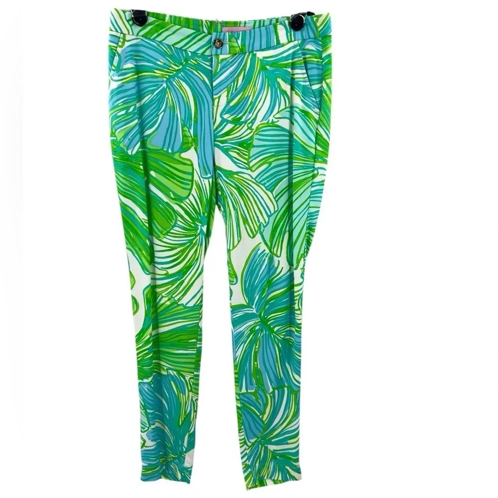 Lilly Pulitzer Alina Slim Ankle Pants Womens 0 Fronds Place Print Tropical Color