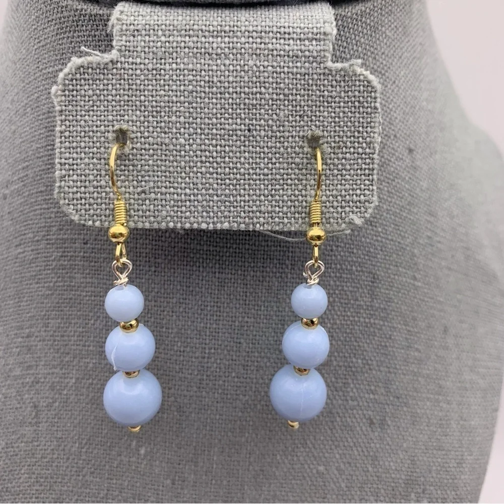 Set of Two NWOT Blue and Purple Classic Long Beaded Dangle Earrings