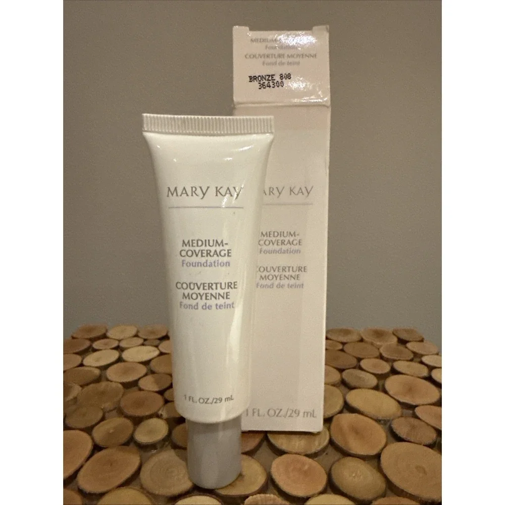 MARY KAY MEDIUM COVERAGE FOUNDATION BRONZE 808‎ 364300 Gray CAP 1 OZ NIB