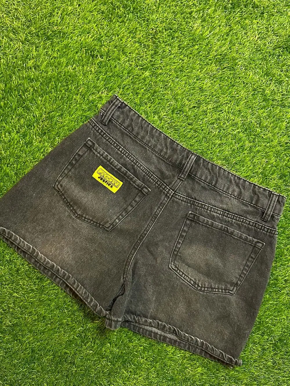 Justice Girls Black Pac-Man Embellished Denim Shorts, Size 18