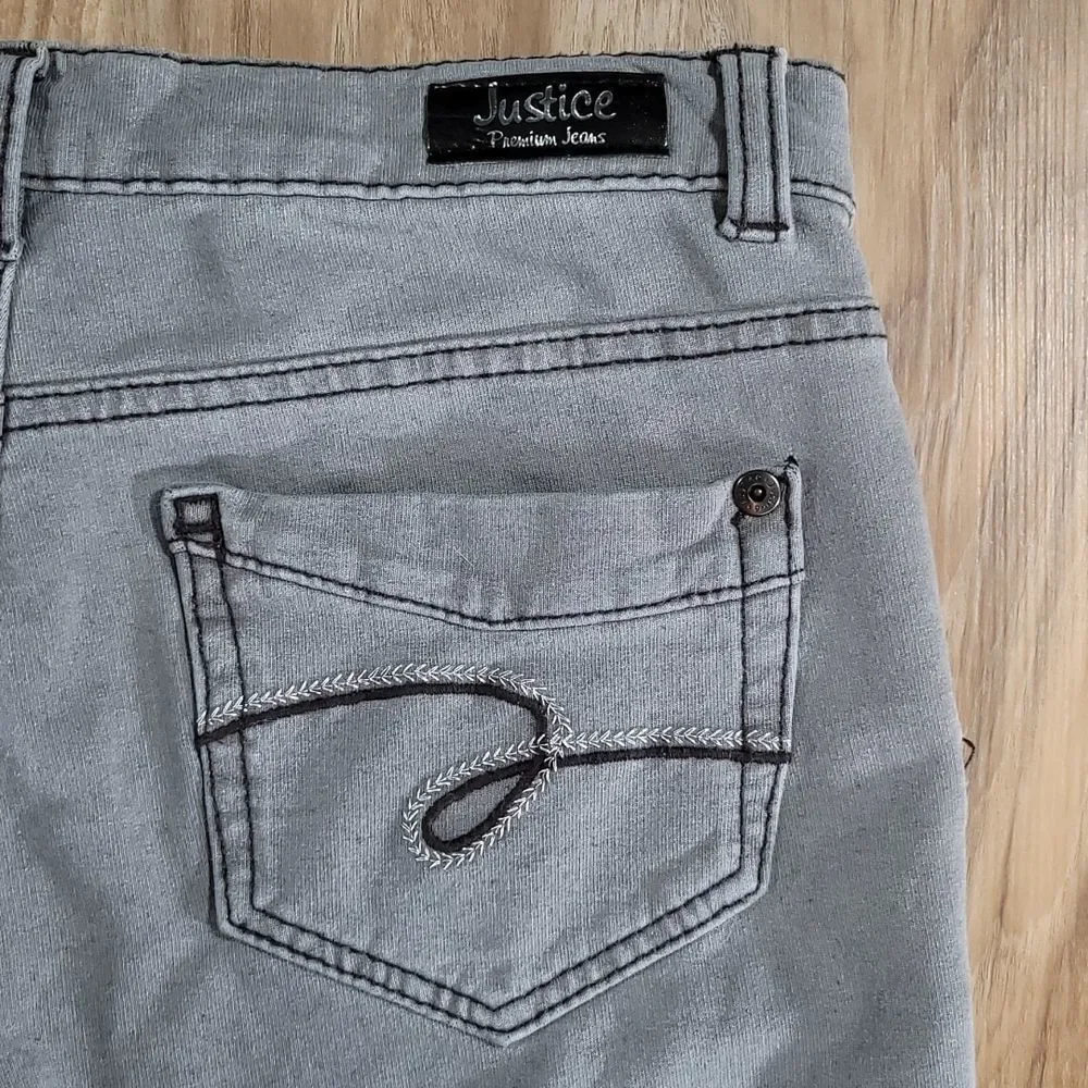 💜Justice Gray Skinny Jeggings Size 14