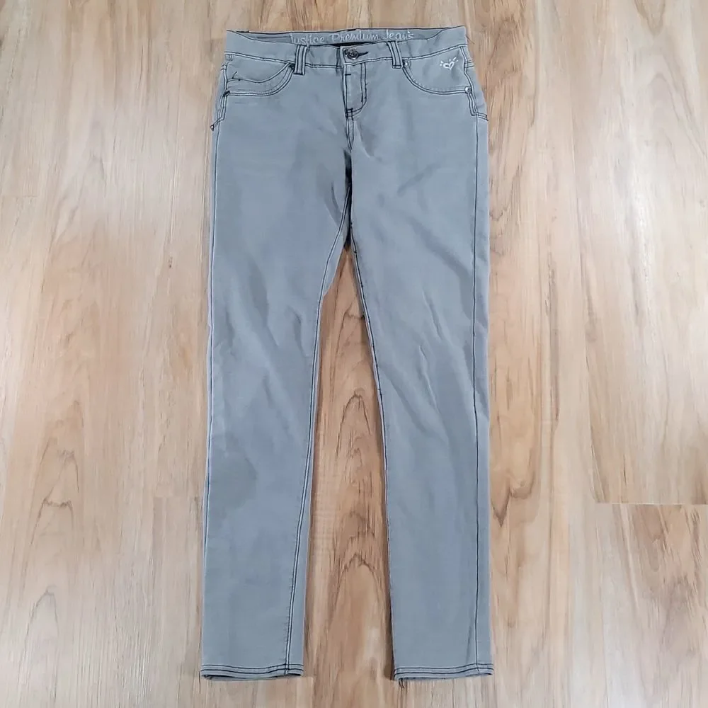 💜Justice Gray Skinny Jeggings Size 14