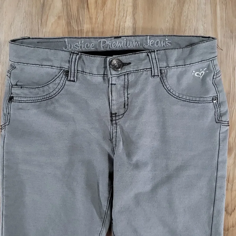 💜Justice Gray Skinny Jeggings Size 14