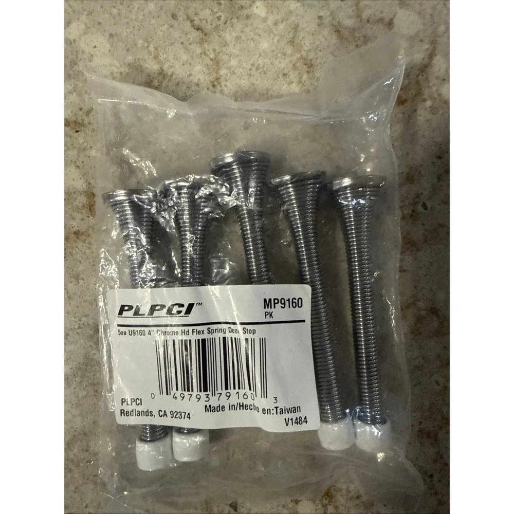 (5-Pk) Prime-Line Products Door Stop Spring Steel Chrome‎ Plated 4