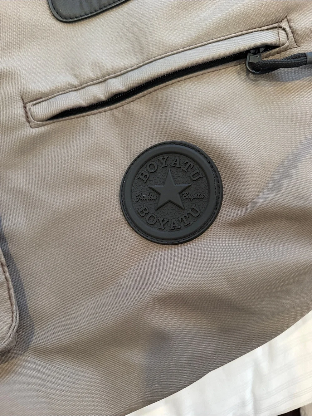 Tote Bag in Taupe with Black Accents