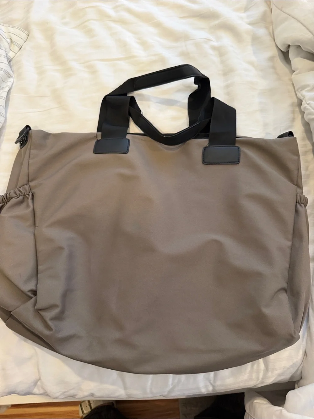 Tote Bag in Taupe with Black Accents