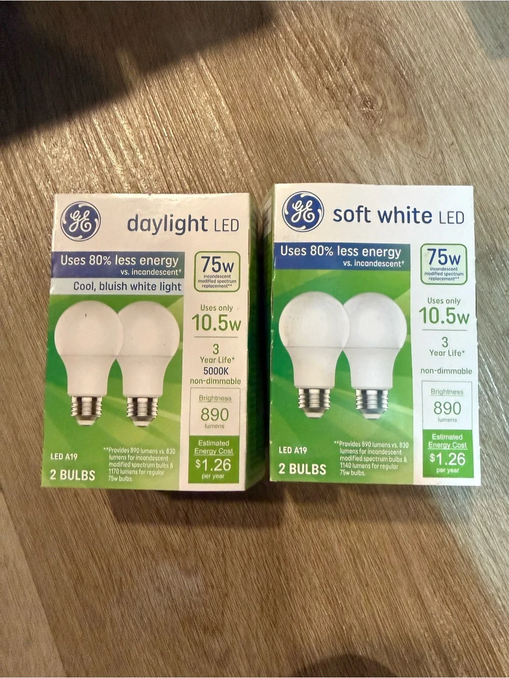 GE Daylight LED A19 2-Pack Bulbs in White (5000K)