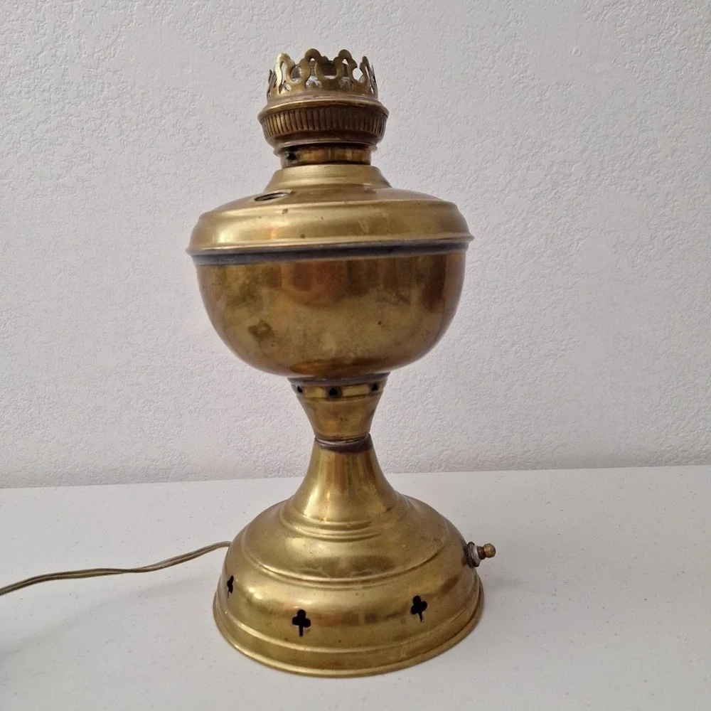 Vintage Otto Muller 1880 Russian Kerosene Oil Lamp -‎ Brass Antique Miracle Lamp