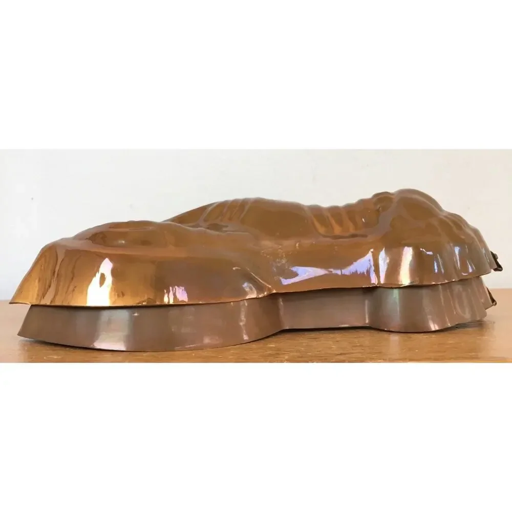 Pair Vtg Lobster Solid Copper Metal Molds Rustic Farmhouse Kitchen Wall Hangings
