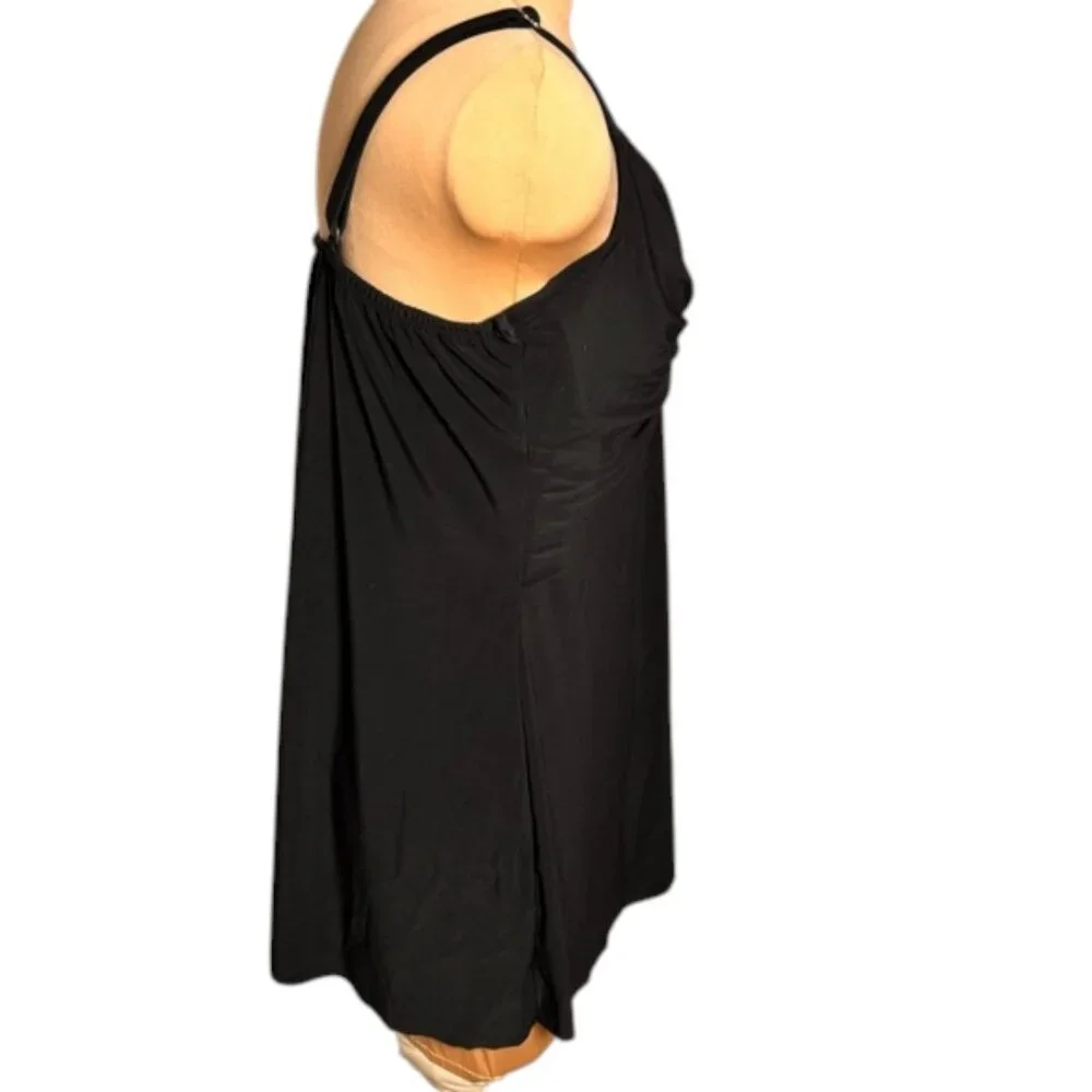 Miraclesuit Black Slimming Tankini Swim Top Built-In Bra Ruched Women's