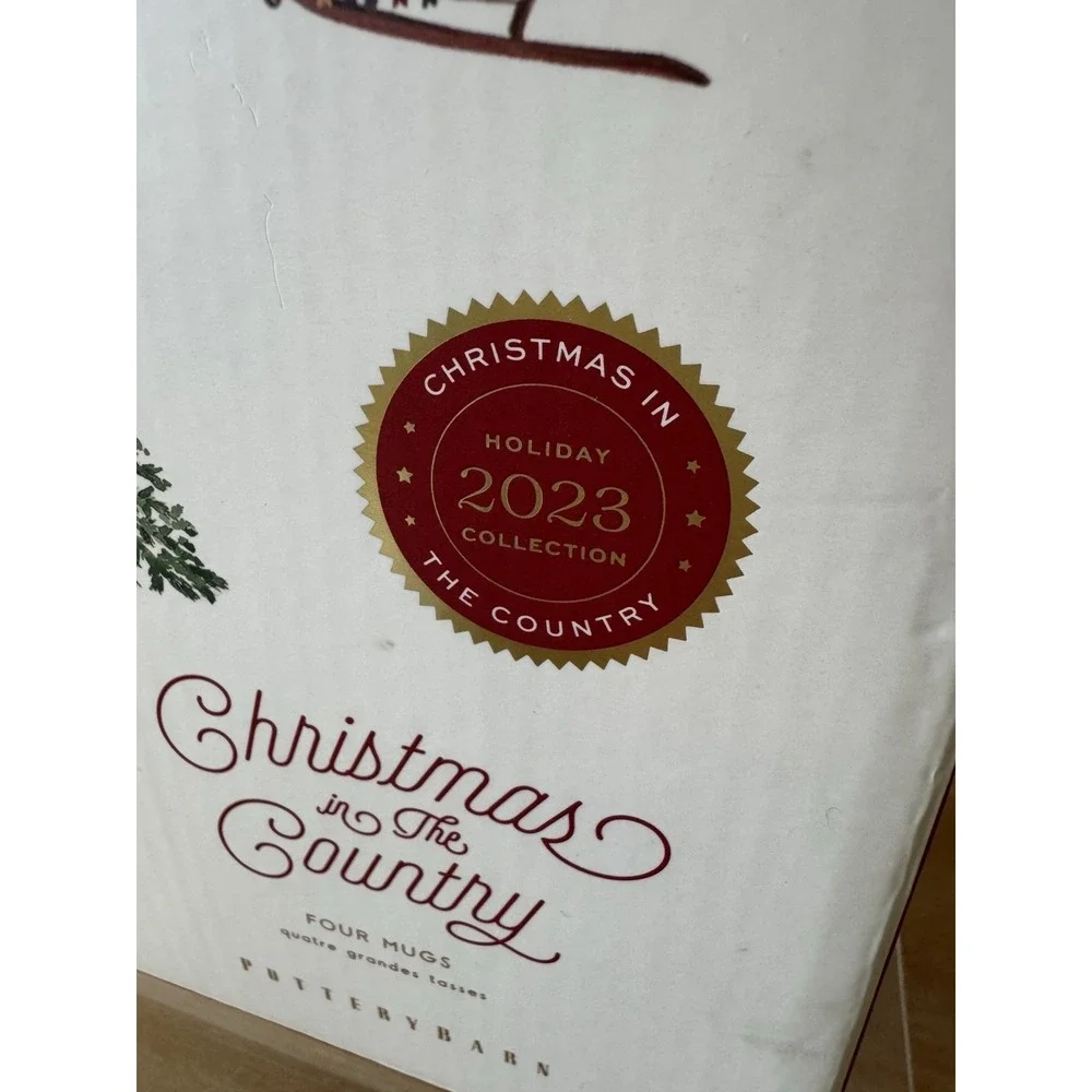 2023 Pottery Barn Christmas in the Country Stacking 4Mugs Holiday Stoneware
