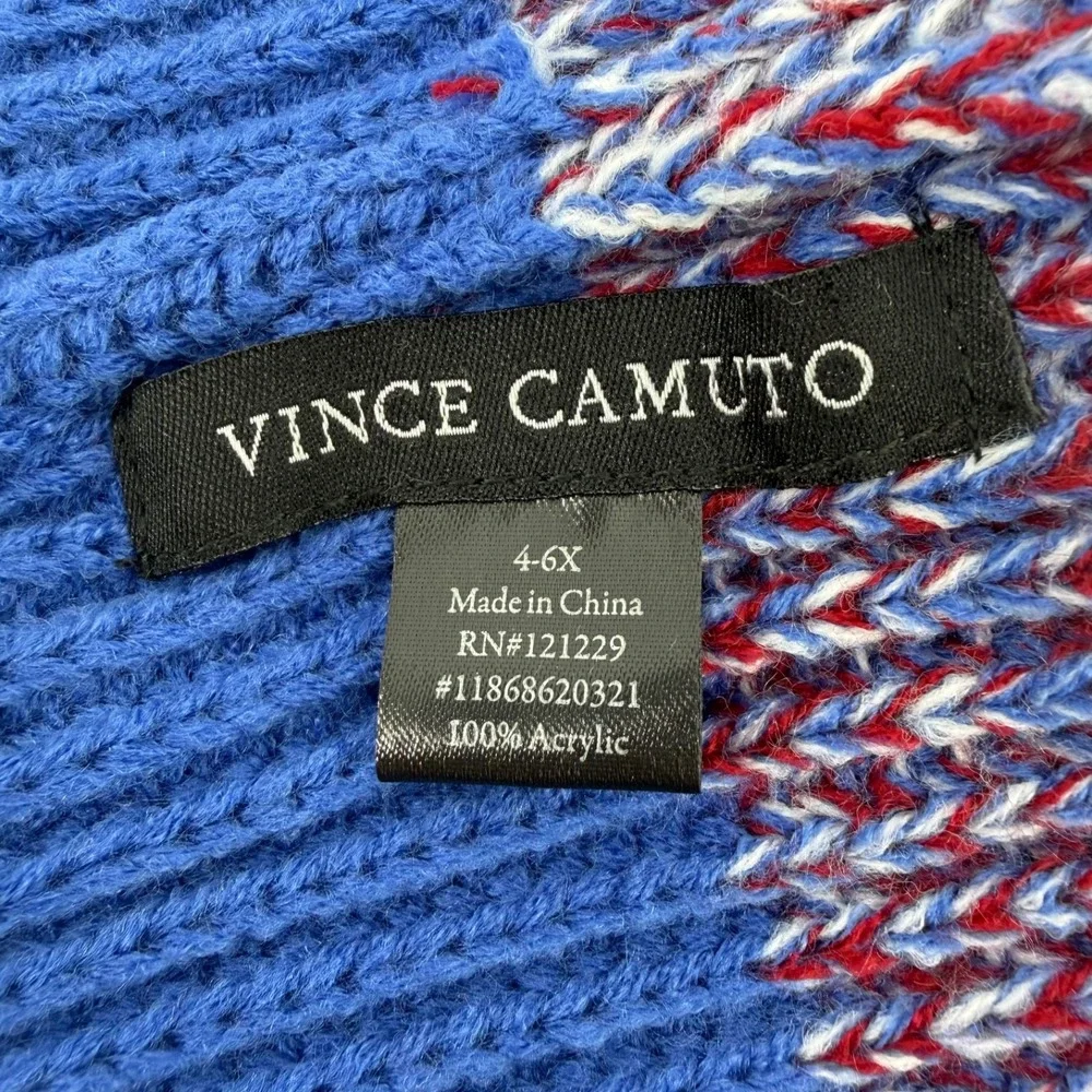 Vince Camuto Hat Gloves Set Kids 4-6X Knit Winter Beanie Red Blue NWT