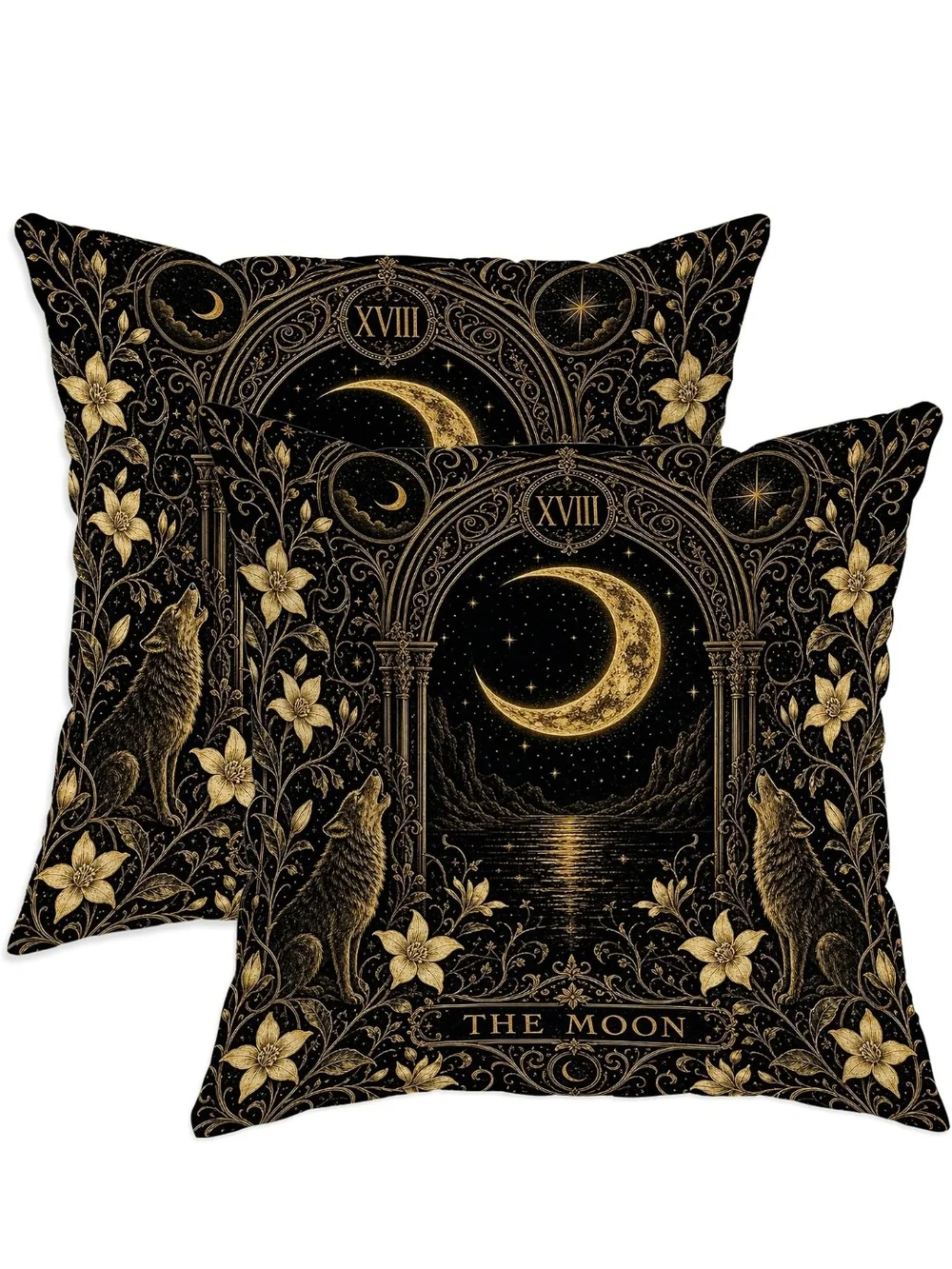 Mystic Moon Gold & Black Decorative Throw Pillow (Set of 2)