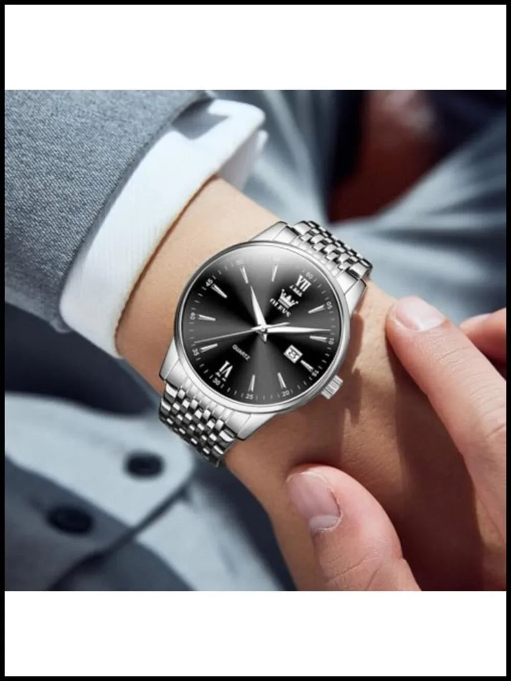 Men's Luxury Stainless Steel Quartz Dress Watch 30M Waterproof Analog