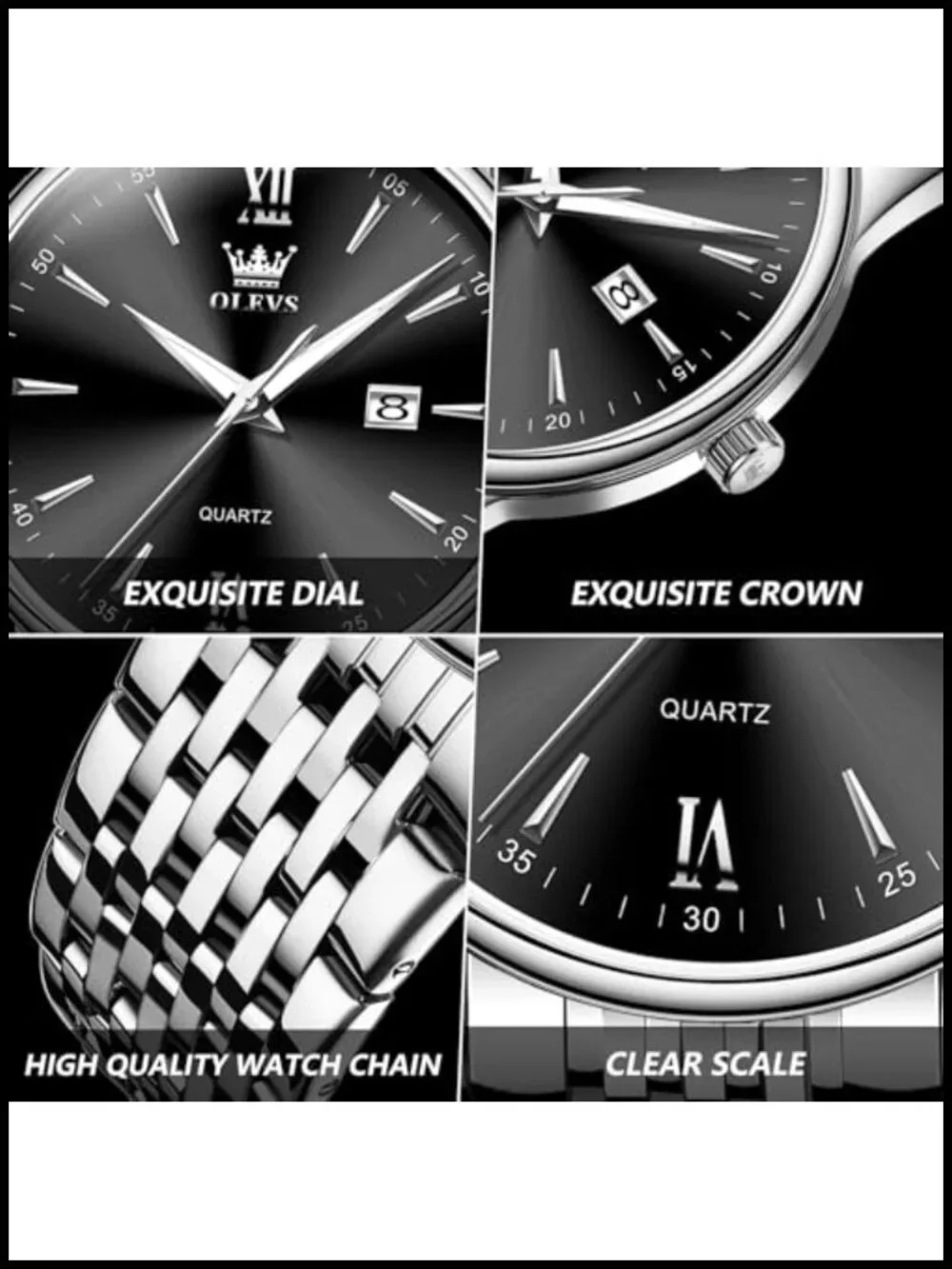 Men's Luxury Stainless Steel Quartz Dress Watch 30M Waterproof Analog