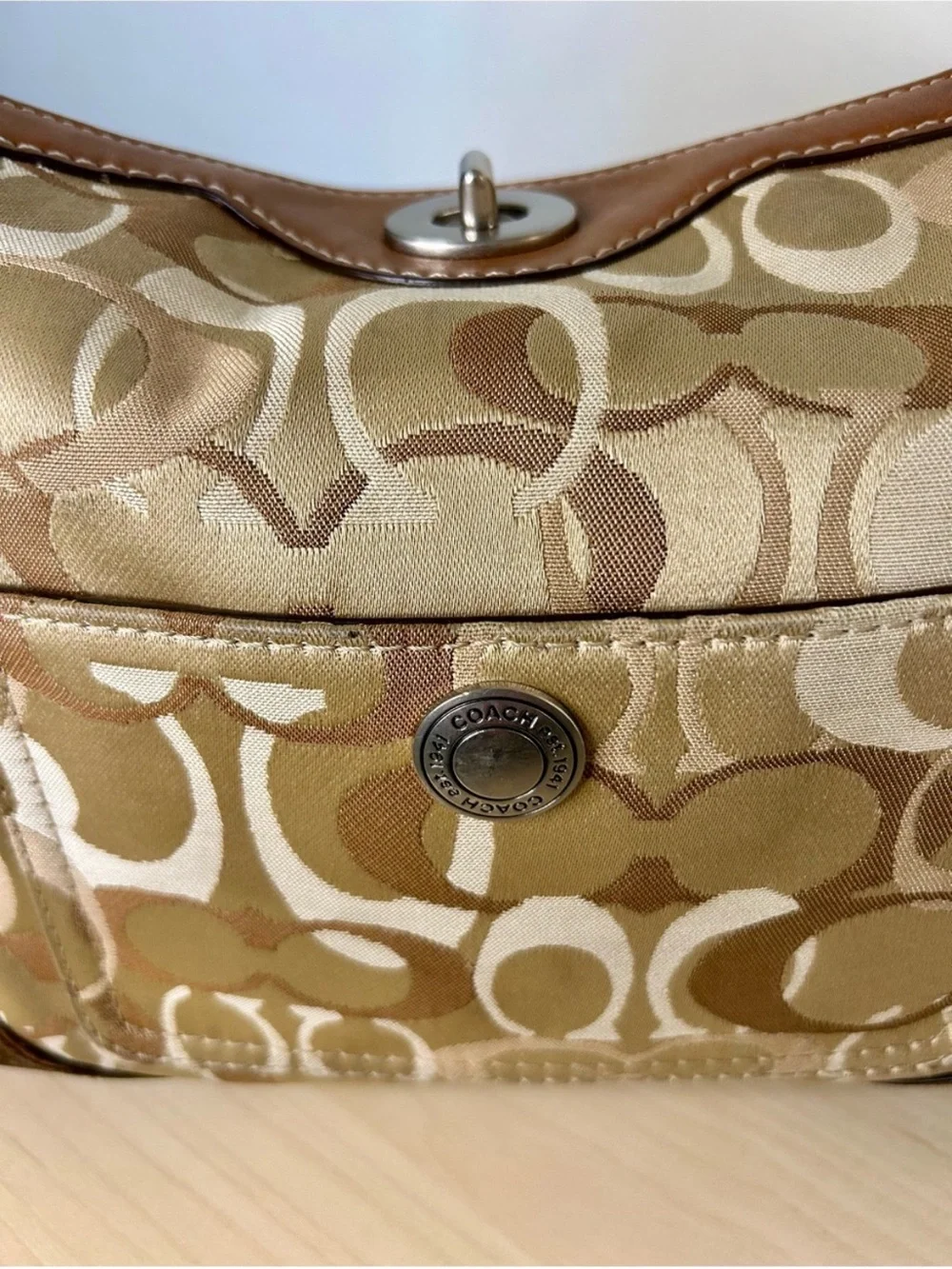 Coach Vtg Chelsea Optic Signature Hobo/Shoulder Bag