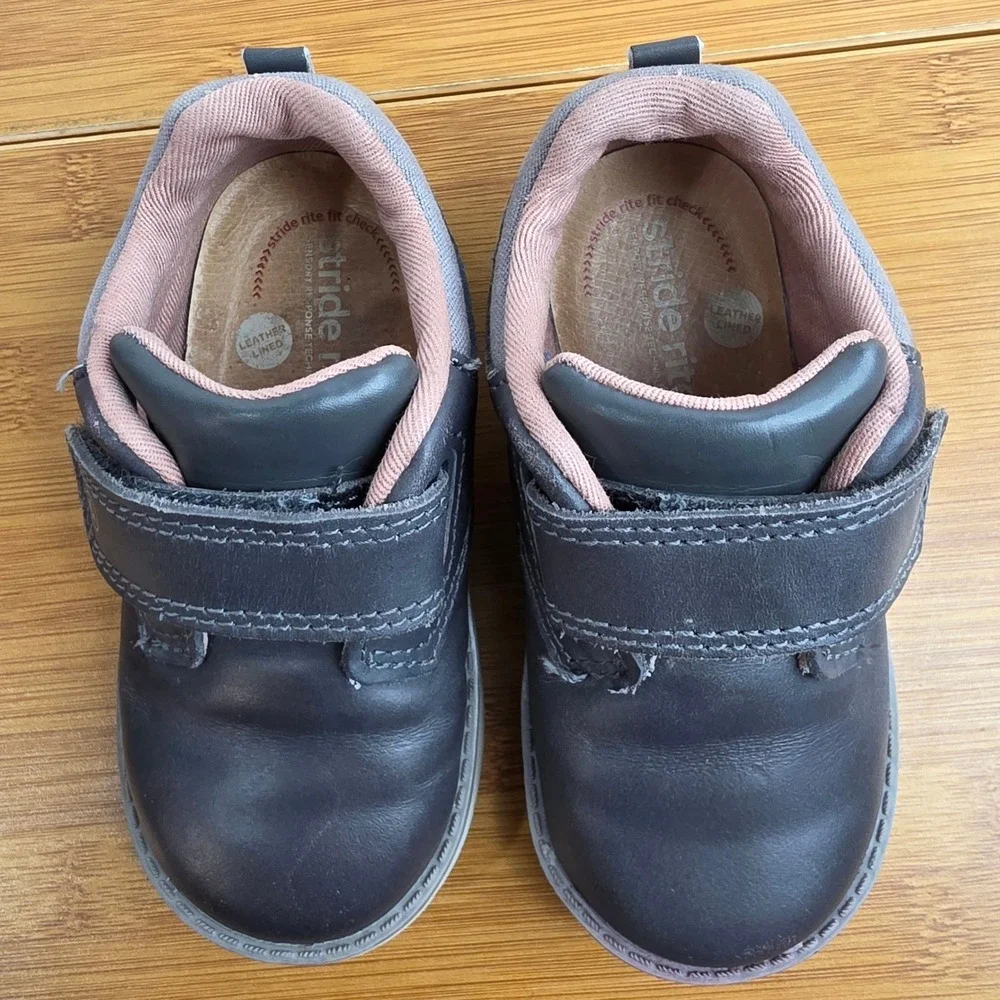 Stride Rite SRT Griffin Boys Gray Leather Sneakers Shoes BB018401 Size 6W
