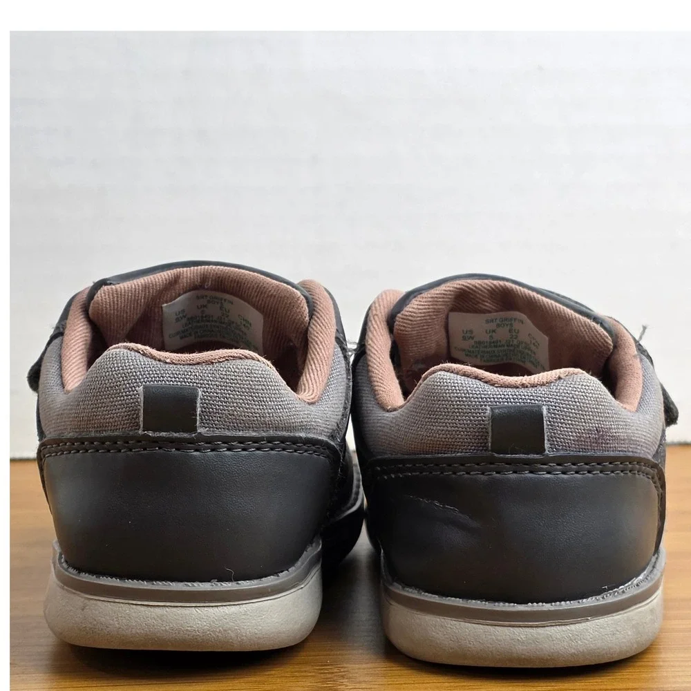 Stride Rite SRT Griffin Boys Gray Leather Sneakers Shoes BB018401 Size 6W