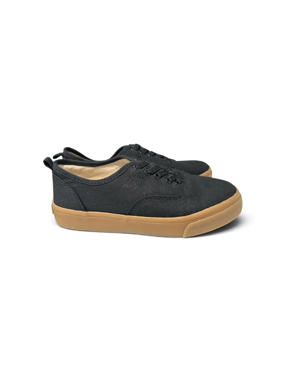 Boy’s Black Canvas Sneakers with Gum Sole