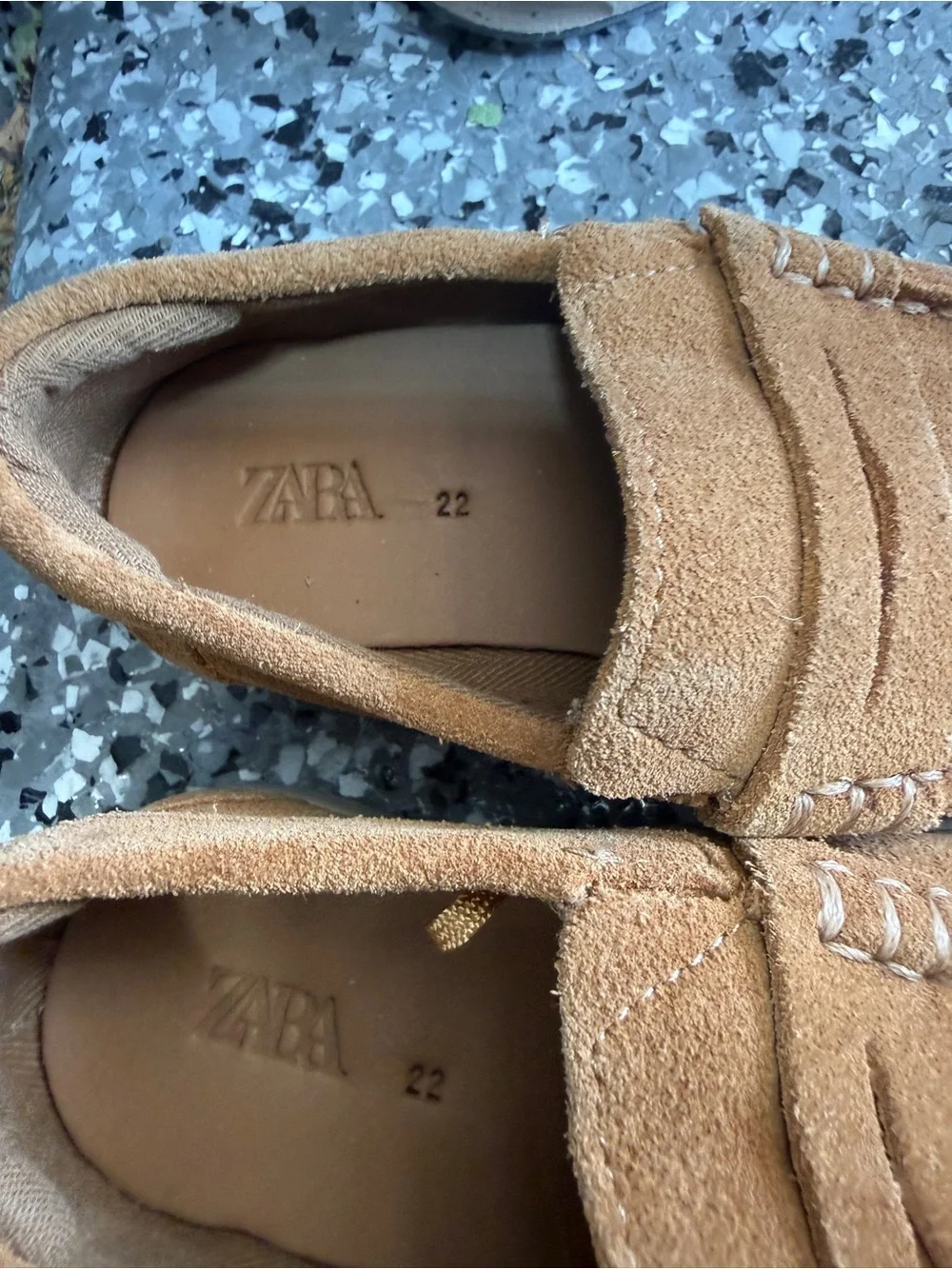 Zara Kids Tan Suede Penny Loafers