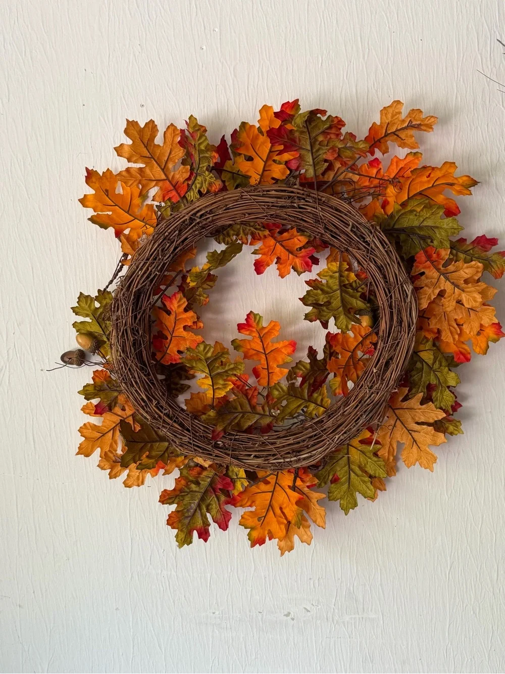 Autumn Oak Leaf Wreath - Fall Decorative Door Accent
