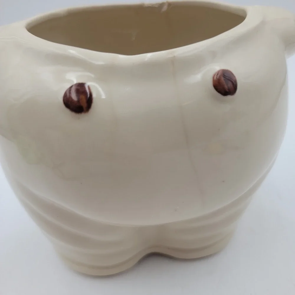 VTG Shawnee Smiley Ceramic Pig Cookie Jar Pink Chrysanthemum Floral Scarf CHIP