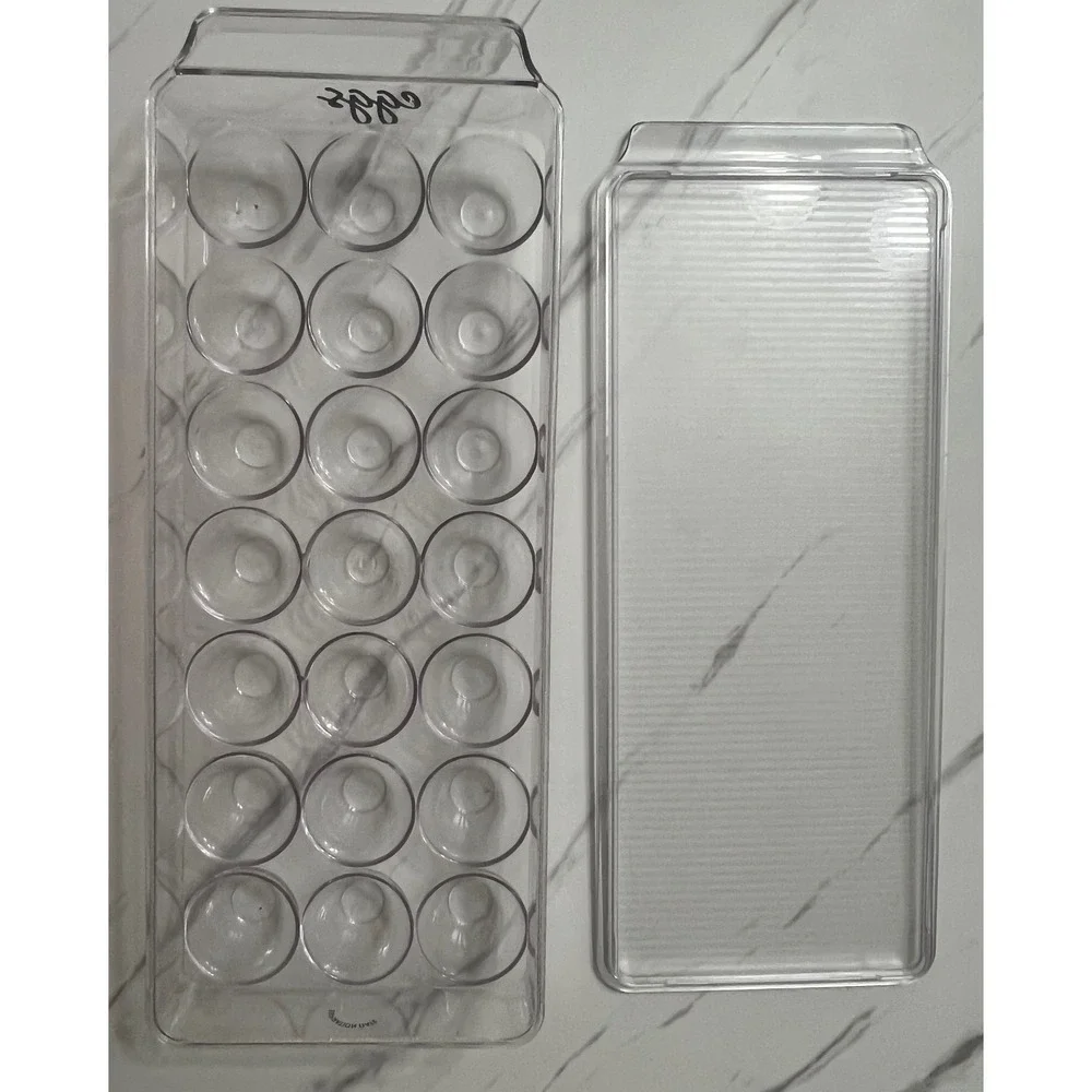 Clear Acrylic 21 Slot Egg Storage Container with Stackable Lid and Handle