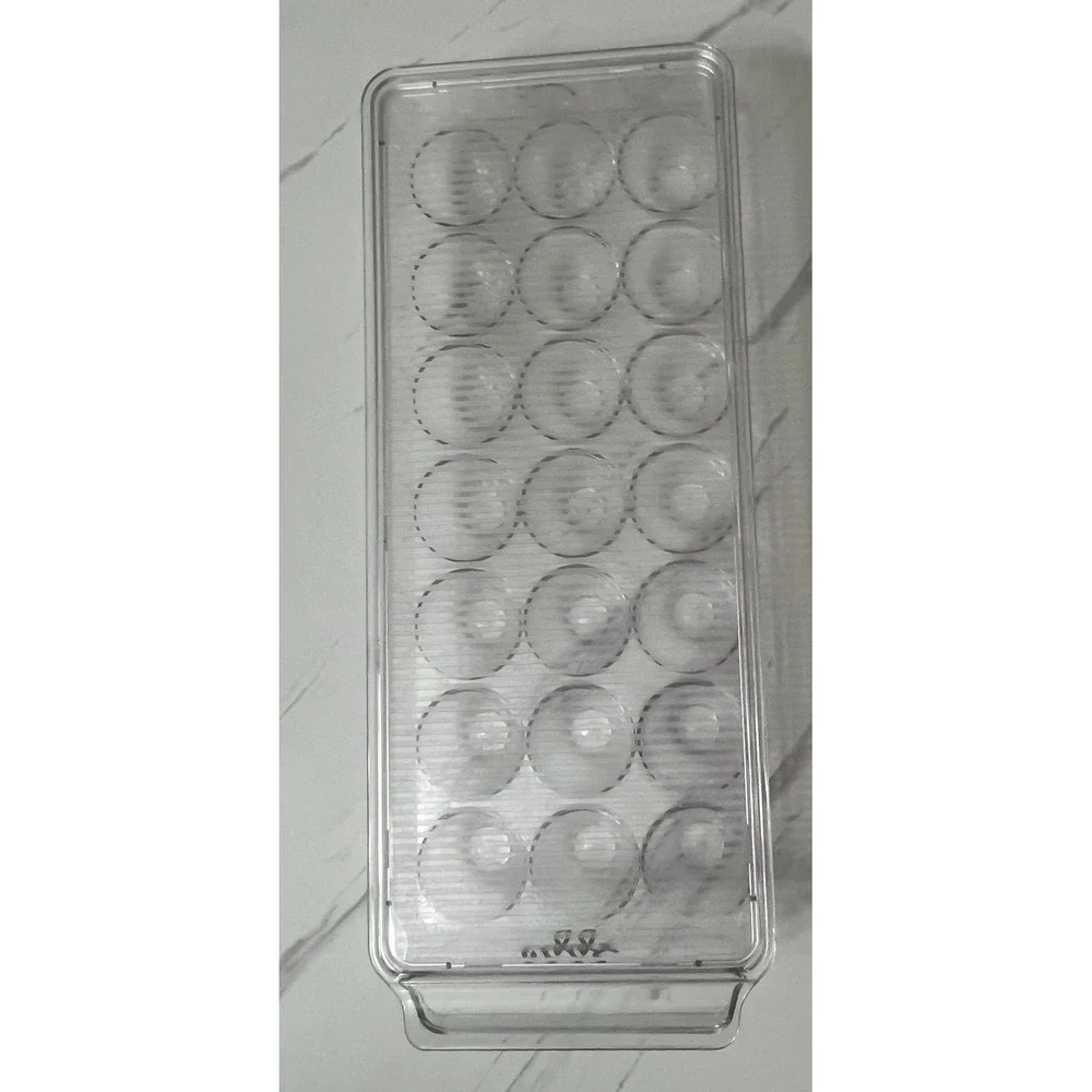 Clear Acrylic 21 Slot Egg Storage Container with Stackable Lid and Handle