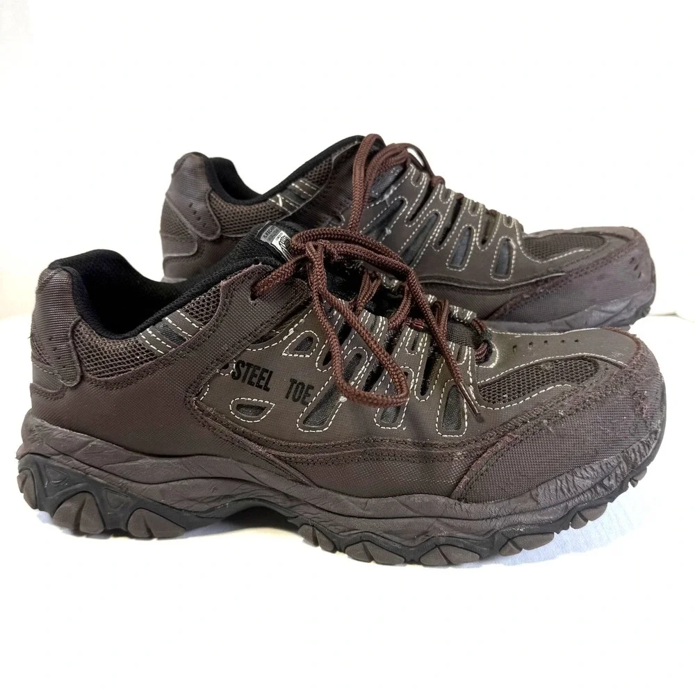 Skechers Men's Work RF Cankton Steel Toe Blk/Char. Shoes‎ Size 9.5 #77055