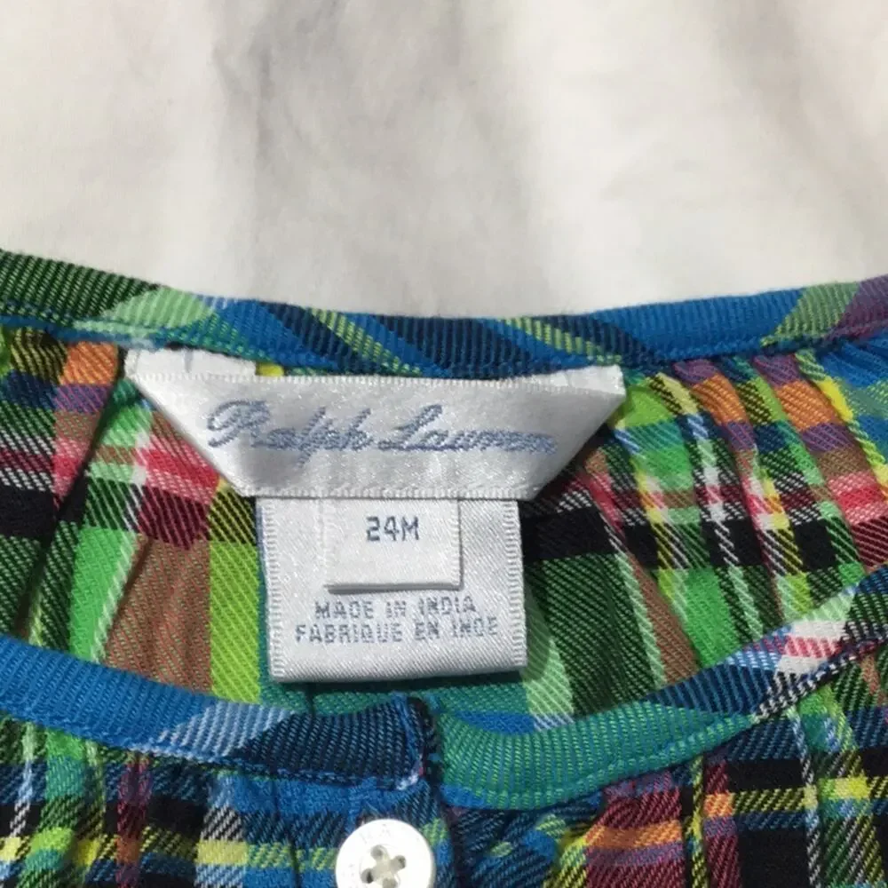Ralph Lauren 24m turquoise plaid swing top worn 1x
