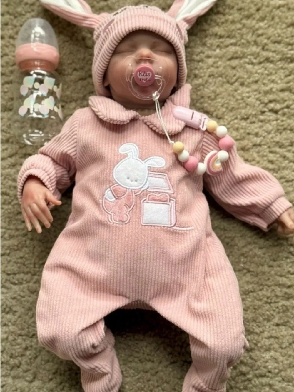 Realistic Newborn Doll Baby Bunny Pacifier Clip & Pacifier NOT A TOY FINAL SALE