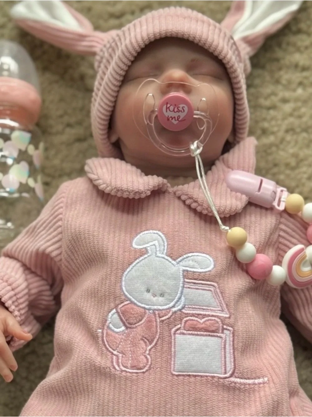 Realistic Newborn Doll Baby Bunny Pacifier Clip & Pacifier NOT A TOY FINAL SALE