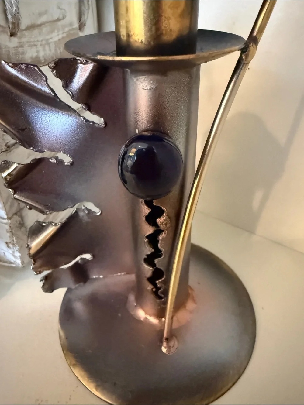 Brutalist Metal Candlestick Holders vintage brutalist