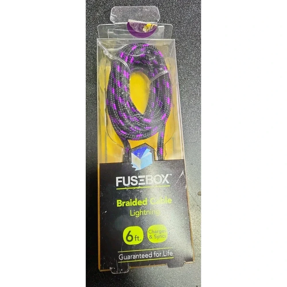 E Filliate Fusebox 6ft Braided Lightning Charging Cable Black 131 0223 FB2
