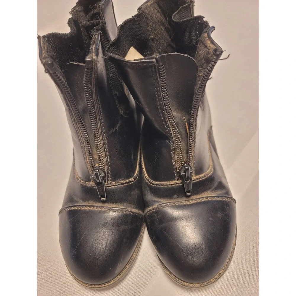 Saxton Kids Size 1 Black Leather Zip Paddock Boots Equestrian Horse Riding