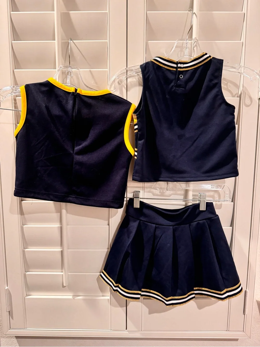 Girls Navy & Yellow Collegiate Cheer Matching Tank Top and Skirt Set