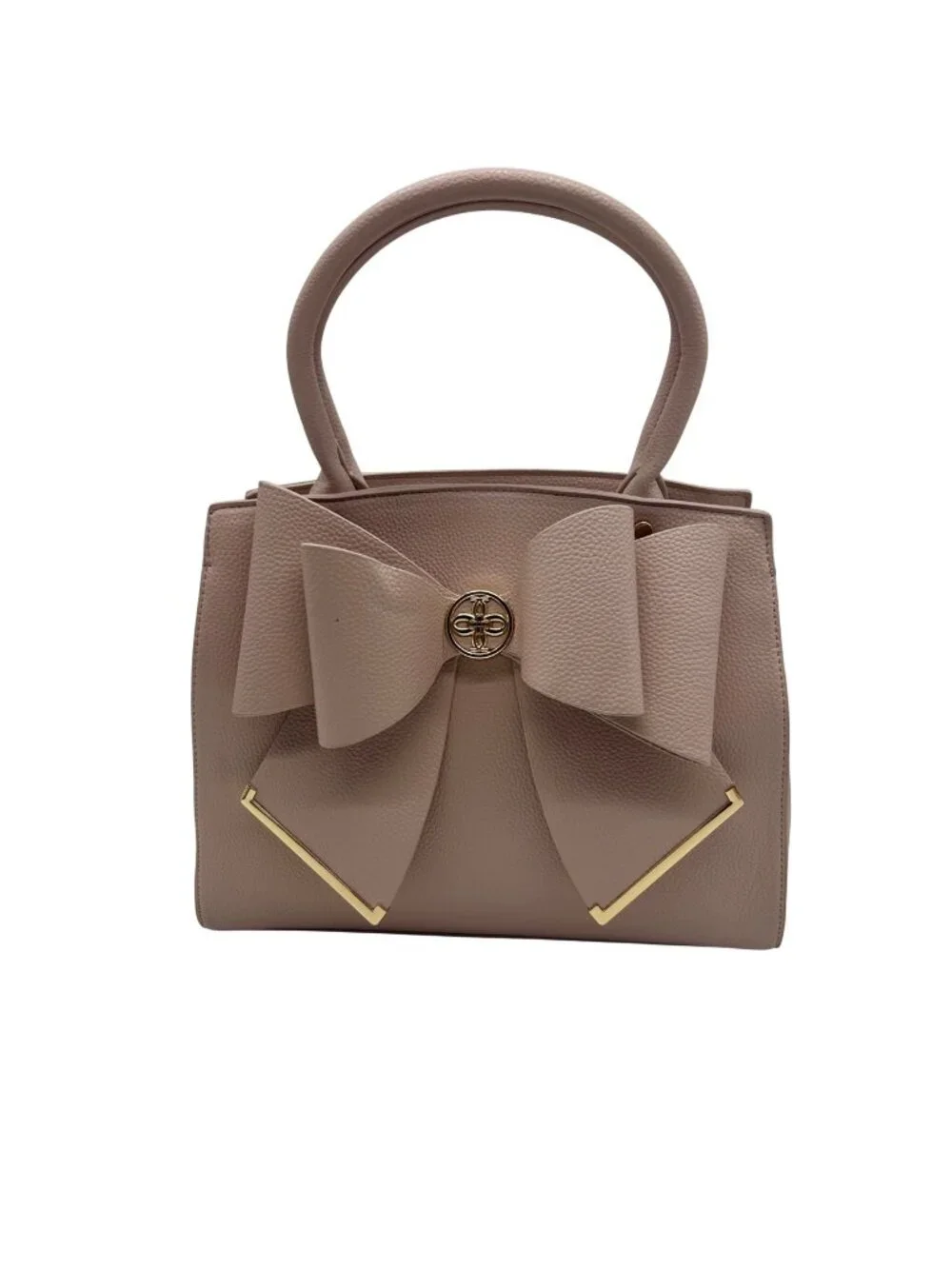 Grossi Pink Faux Leather Poppy Bowtie Top Handle Satchel Bag