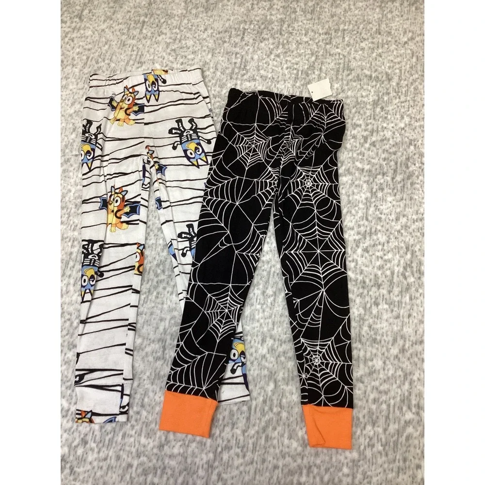 Bluey Halloween Pajama Pants Set Size 4 Mummy Spiderweb Cotton Leggings 2PK