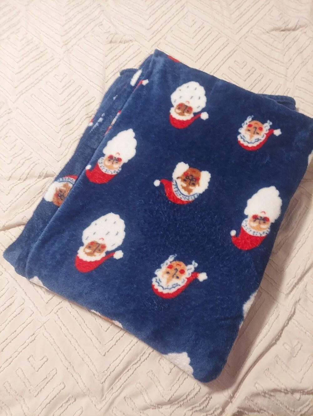 Wondershop Target Navy Blue Santa Claus Fleece Throw Blanket Christmas Holiday