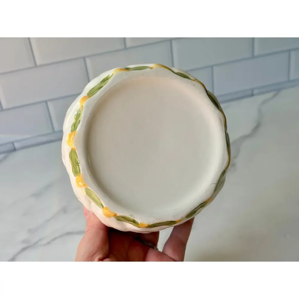 Vintage Hand Painted Ceramic Duck Bowl | Cottagecore Farmhouse Bluebell Floral
