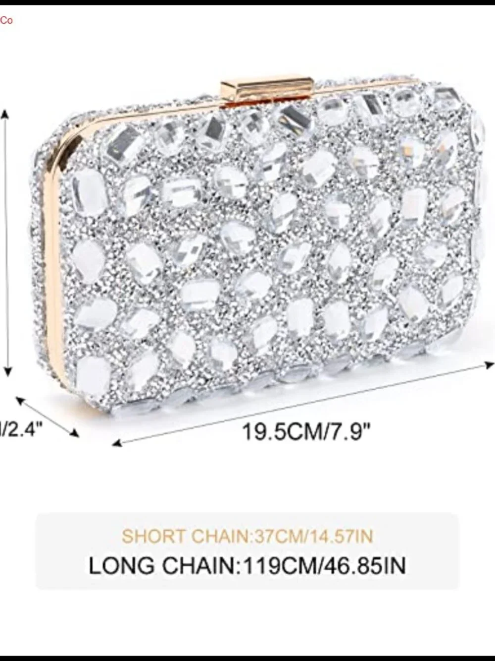 Crystal Evening Clutch with Chain Strap Rhinestone Handbag for Wedding Party