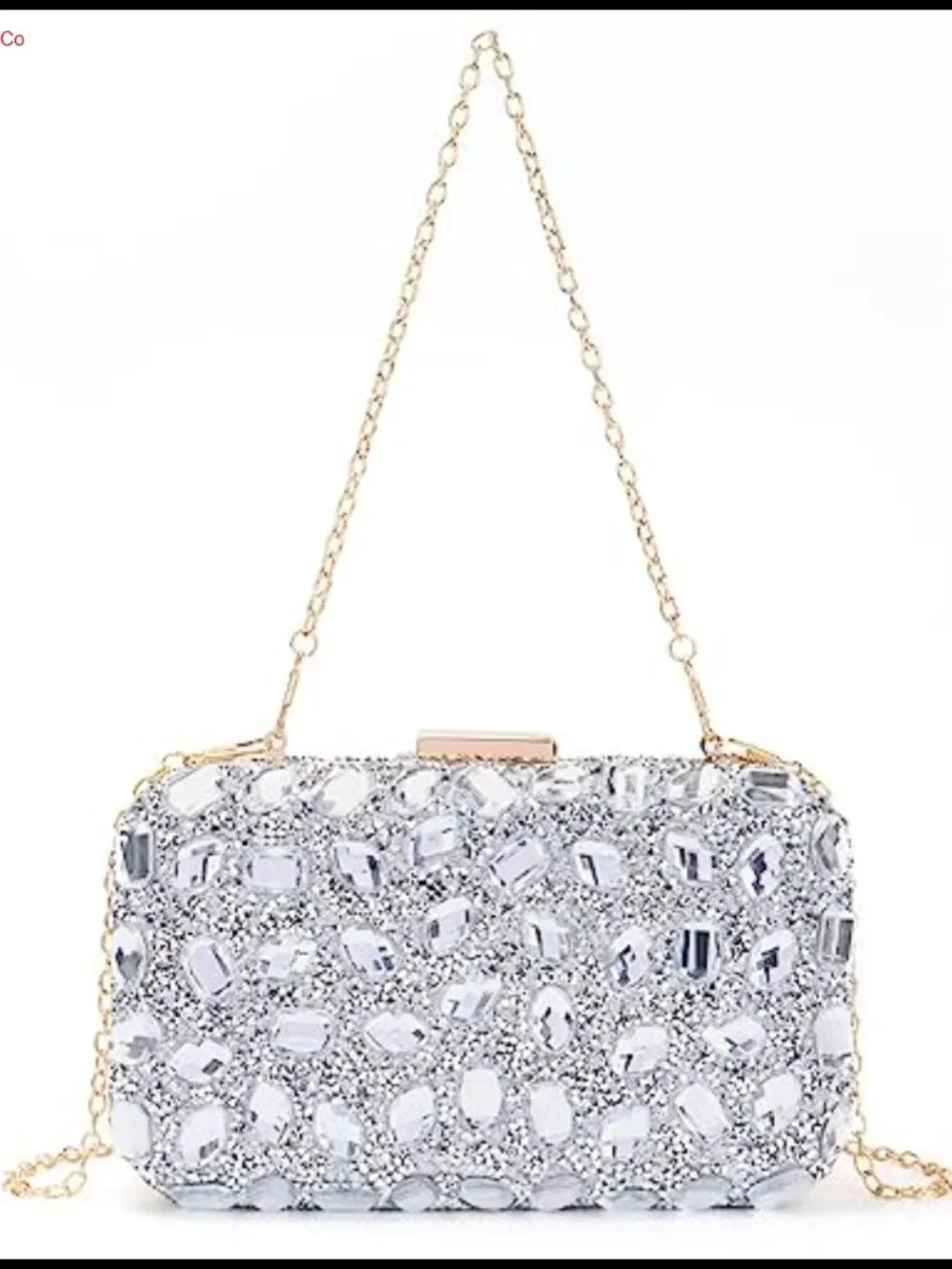 Crystal Evening Clutch with Chain Strap Rhinestone Handbag for Wedding Party