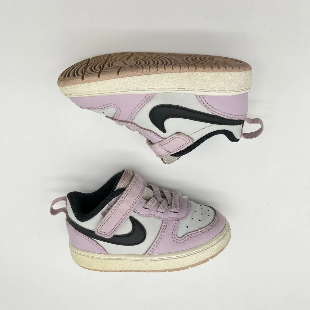 Nike Court Borough Low 2 Lilac Toddler Sneakers Black Swoosh Size‎ 6C