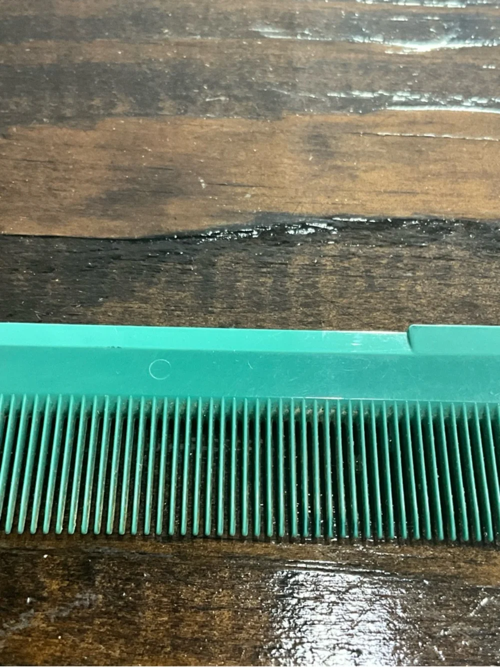 Vintage Turquoise Blue Plastic Comb with Design Unmarked MCM