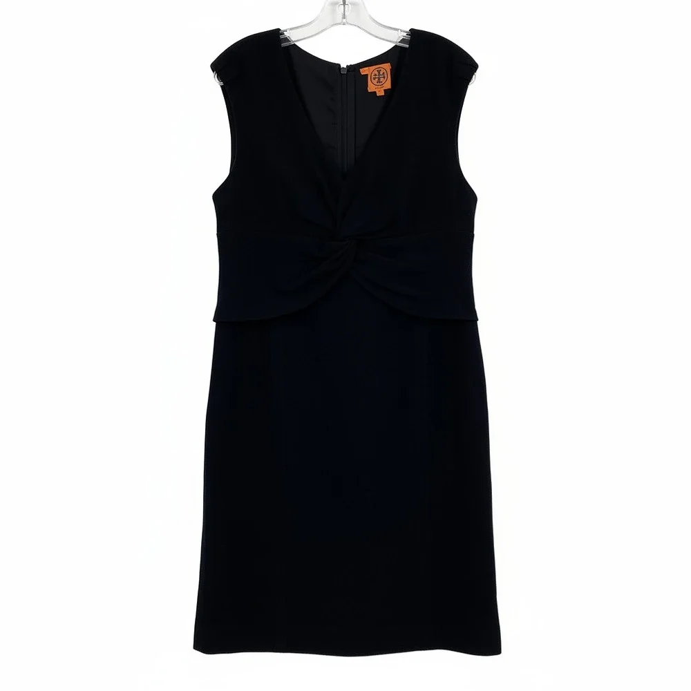 Tory Burch Black Wool Sleeveless Twist Front Dress | Size 12