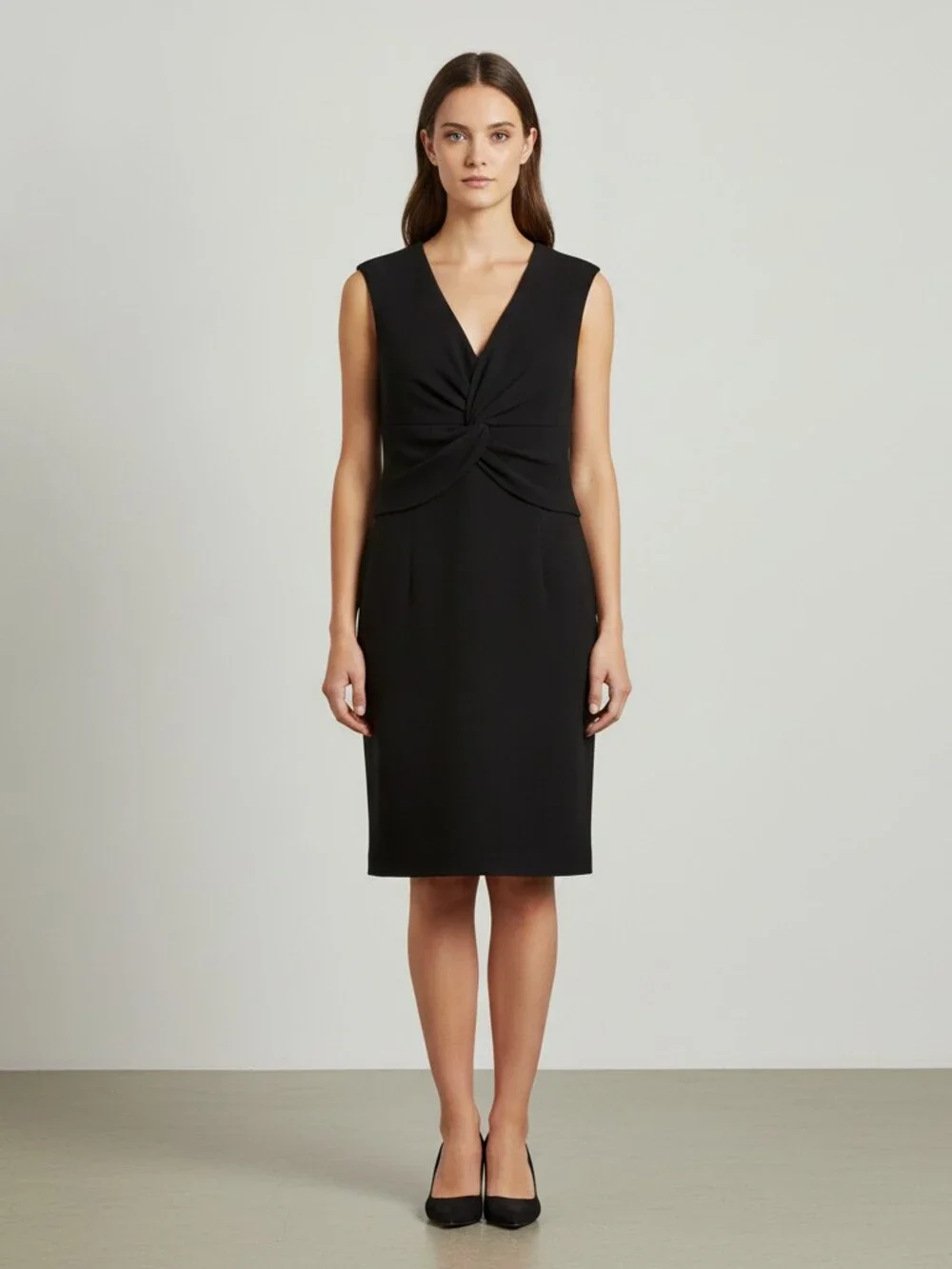 Tory Burch Black Wool Sleeveless Twist Front Dress | Size 12